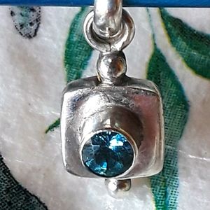 SWISS BLUE TOPAZ AND STERLING SILVER PENDANT